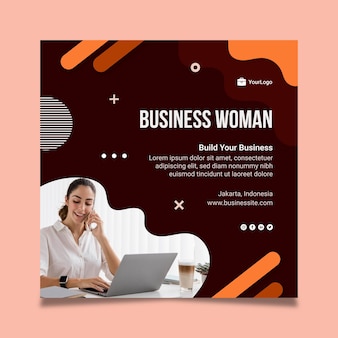 Businesswoman squared flyer template