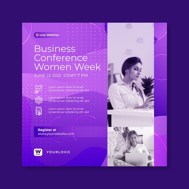 Free vector businesswoman squared flyer