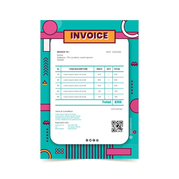 Free vector businesswoman vertical invoice template