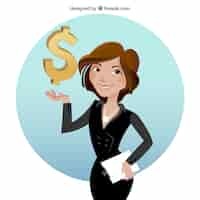 Free vector businesswoman with dollar sign