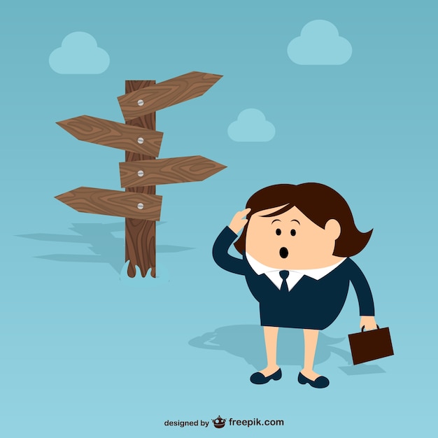 Free vector businesswoman with wooden signs