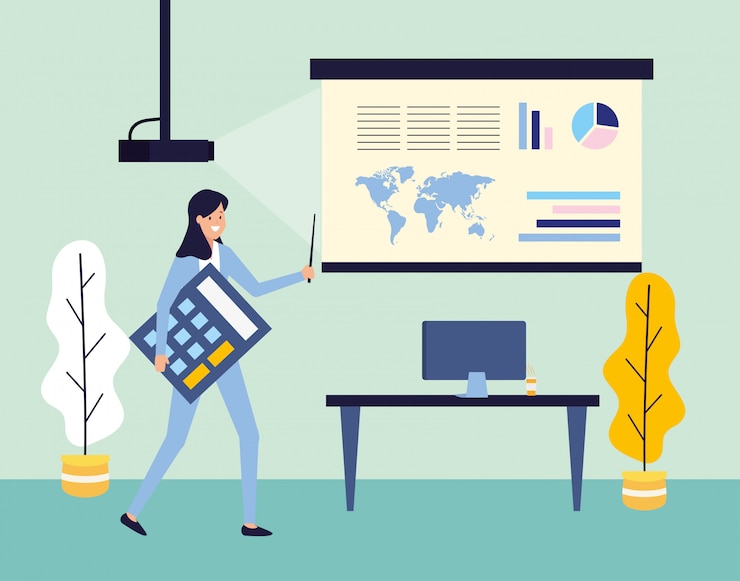 Free Vector businesswoman at work