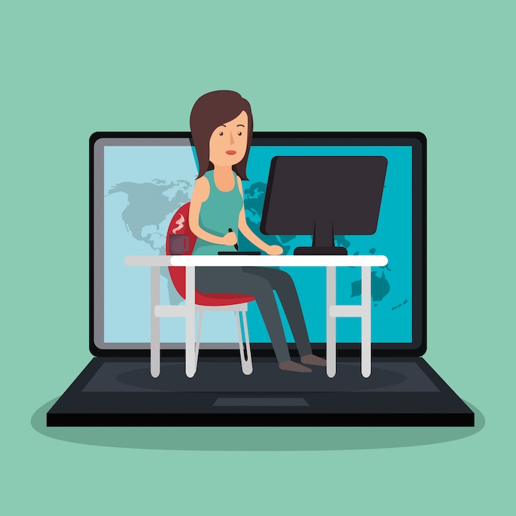 Free Vector businesswoman working avatar character