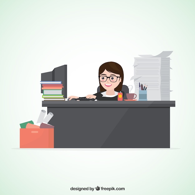 Free vector busy business woman character