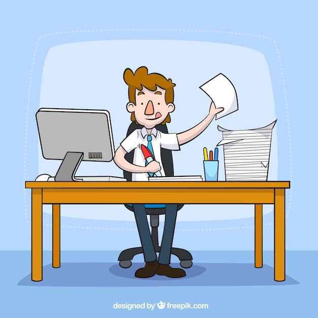 Free vector busy office worker