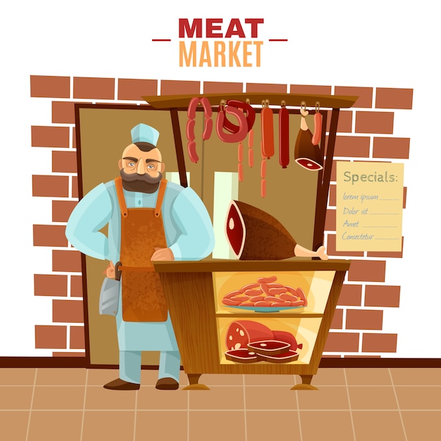 Free vector butcher cartoon illustration