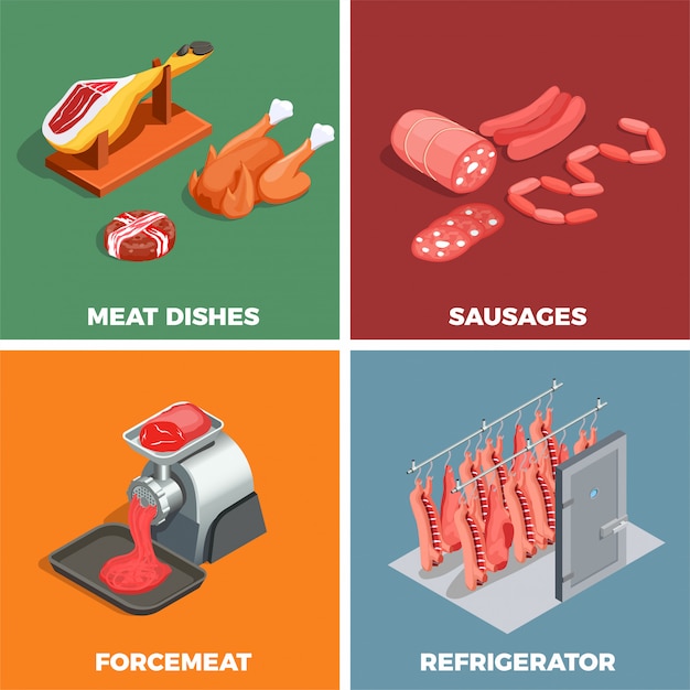 Free vector butcher shop isometric concept