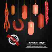 Free vector butcher shop realistic composition