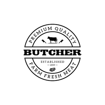 Butchery or meat shop vintage logo template.