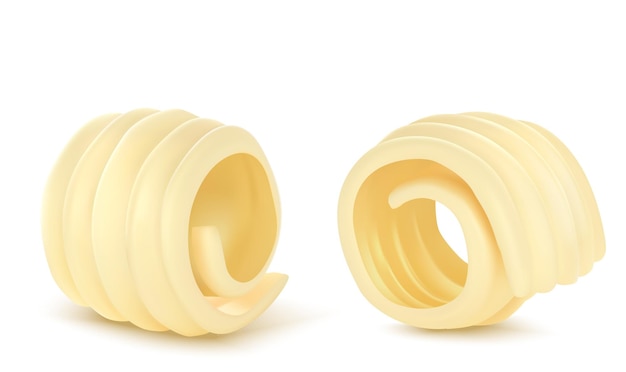 Butter curl or swirls 3d vector illustration