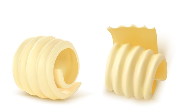 Butter curl or swirls 3d vector illustration