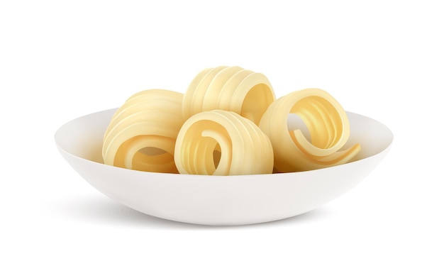 Butter curl or swirls in bowl 3d vector