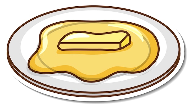 Free vector butter melted on a plate cartoon sticker