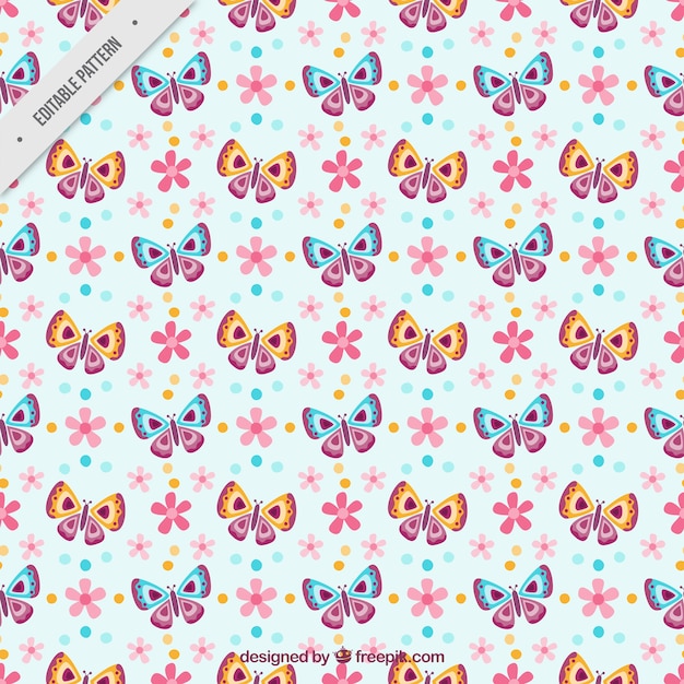 Free vector butterflies and flowers pattern