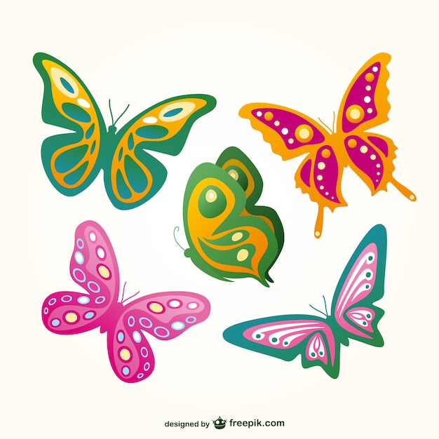 Butterflies flying set