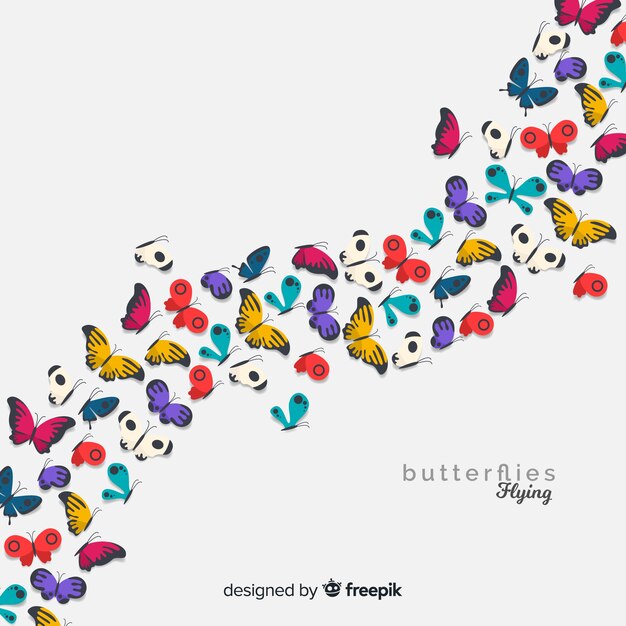 Butterflies flying