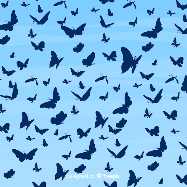 Free vector butterflies silhouettes background