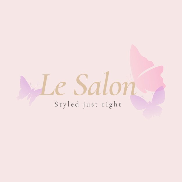 Butterfly beauty salon logo template, pink creative vector animal illustration