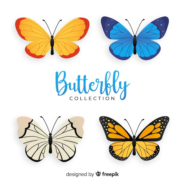 Бесплатное векторное изображение Коллекция бабочек