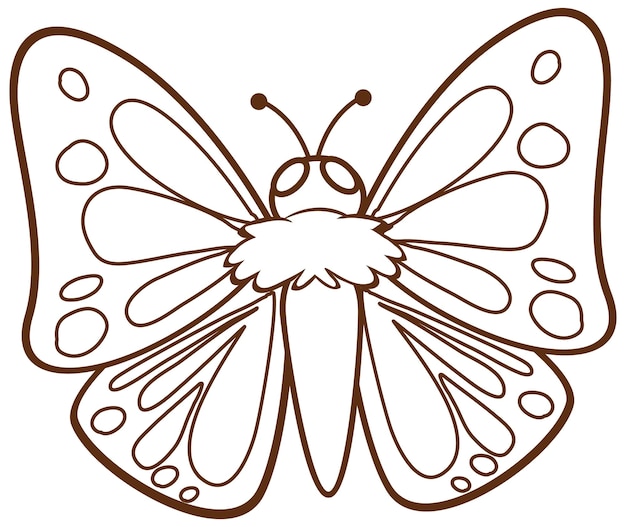 Free vector butterfly in doodle simple style on white background