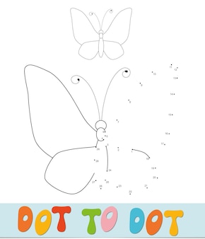 Butterfly dot to dot puzzle for children. connect dots game.