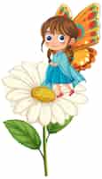 Free vector butterfly girl on a daisy flower