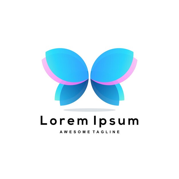 Дизайн логотипа градиента бабочки красочный