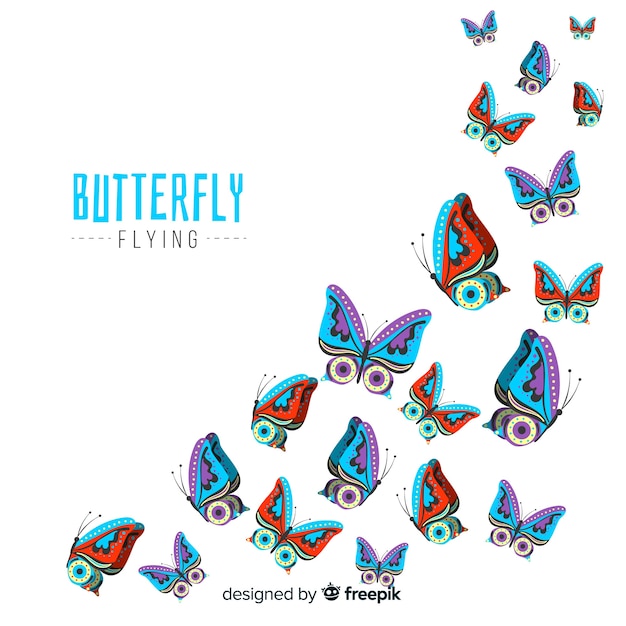 Butterfly group flying background