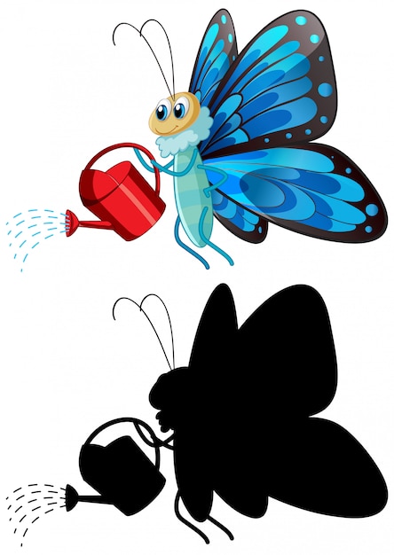 Free vector butterfly holding watering can