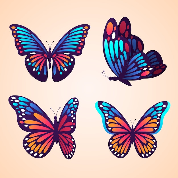 Free vector butterfly illustration set