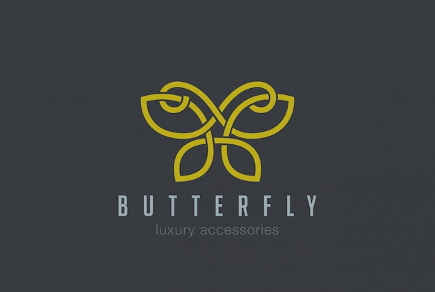 Free vector butterfly jewelry logo linear vector icon