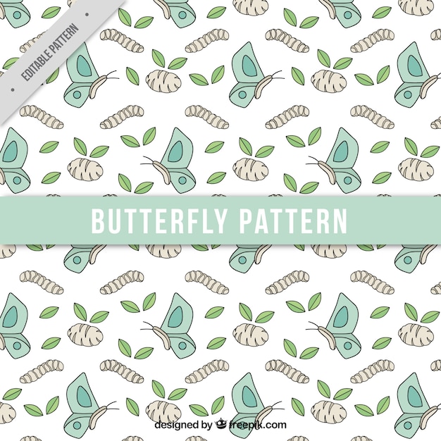 Butterfly And Leaf Sketches Pattern