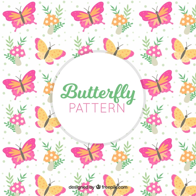 Butterfly pattern with flowers