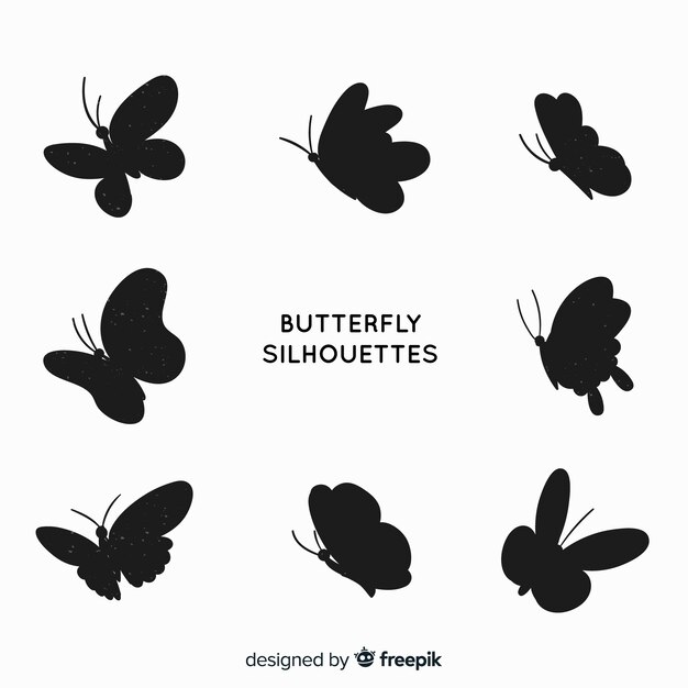 Butterfly silhouettes flying