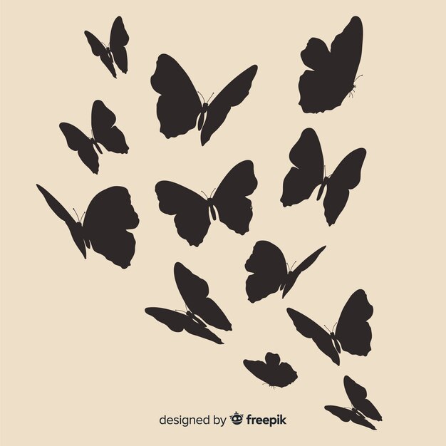 Free Vector butterfly silhouettes flying