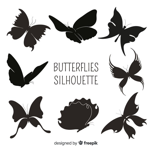 Free Vector butterfly silhouettes flying