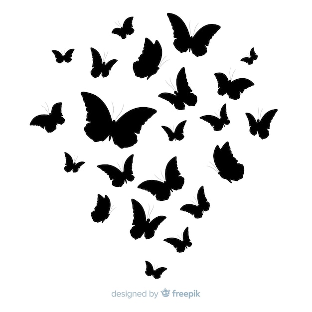 Free vector butterfly silhouettes flying