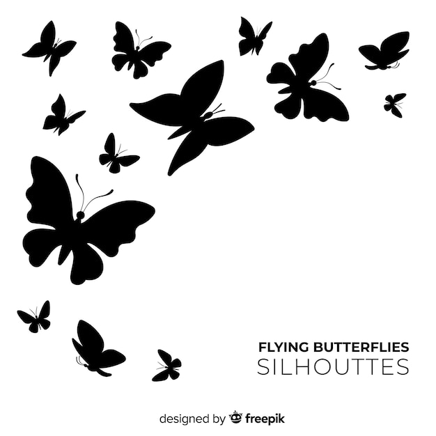 Butterfly silhouettes swarm background