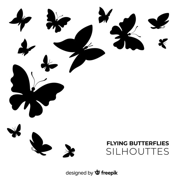 Butterfly silhouettes swarm background