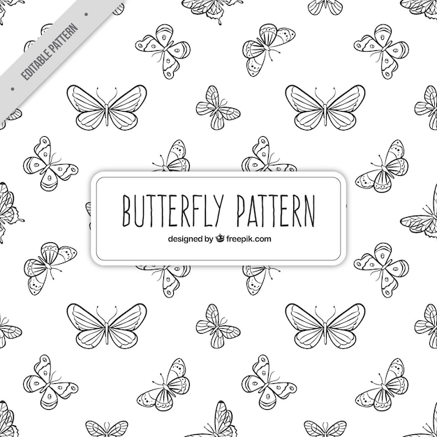 Free vector butterfly sketching pattern