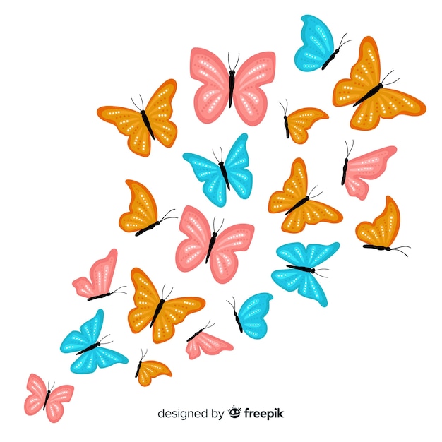 Butterfly swarm flying background