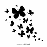 Free vector butterfly swarm silhouette background