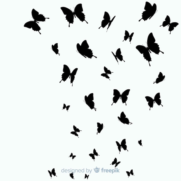 Free vector butterfly swarm silhouette background