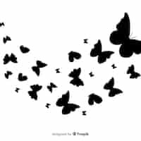 Free vector butterfly swarm silhouette background