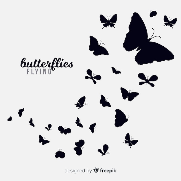 Free Vector butterfly swarm silhouette background