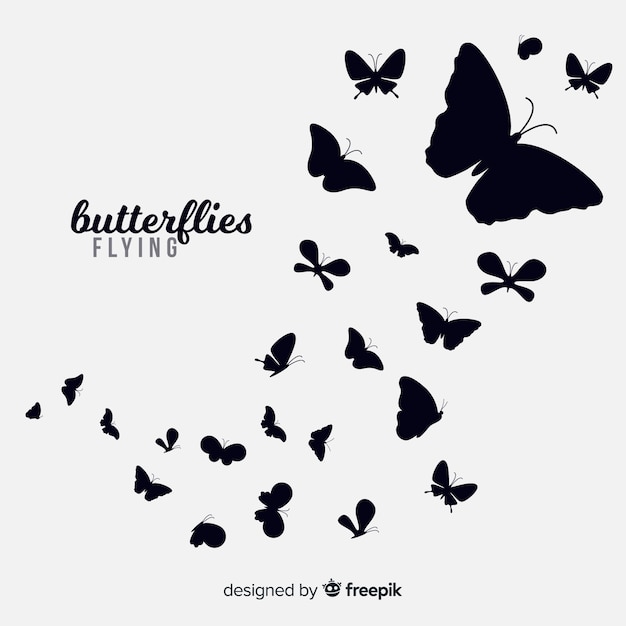 Butterfly swarm silhouette background