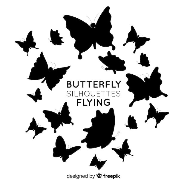 Butterfly swarm silhouette background