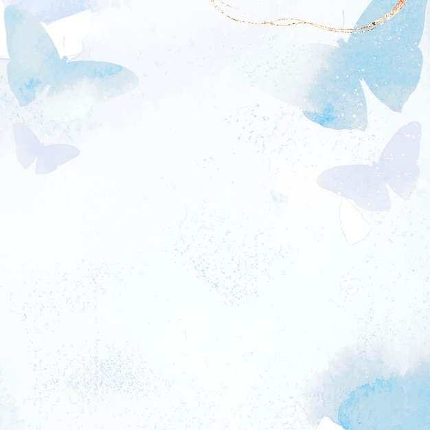 Butterfly wedding background, watercolor border design vector