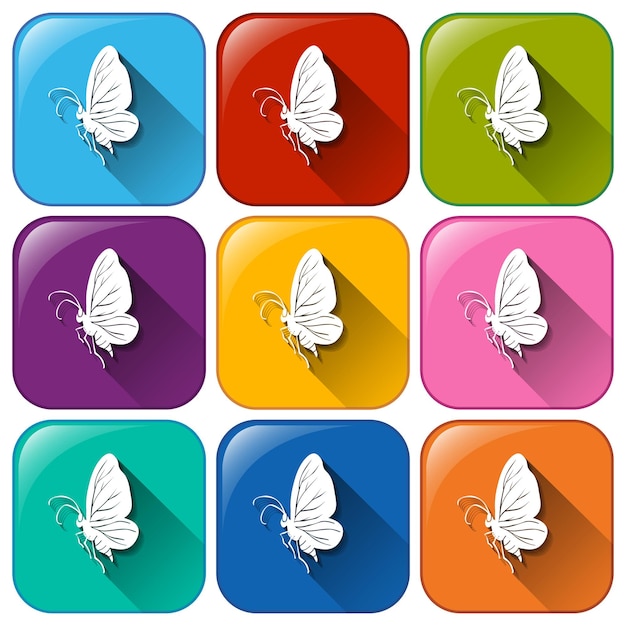 Free vector buttons with butterflies