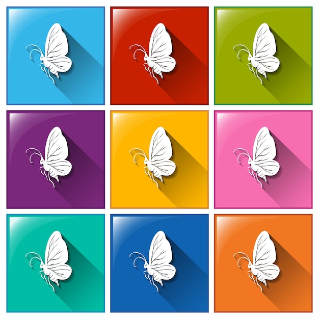 Free vector buttons with butterflies